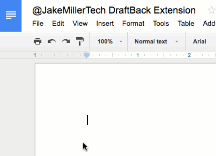 Gif of draftback being used on a Google doc
