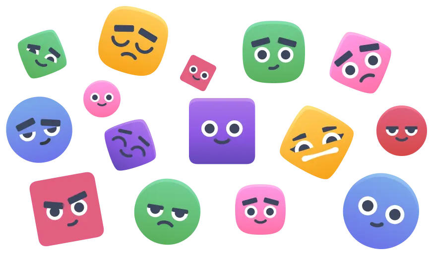 Several faces expressing different emotions