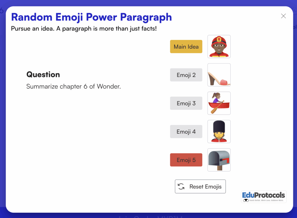 Emoji's generated in a Short Answer activity