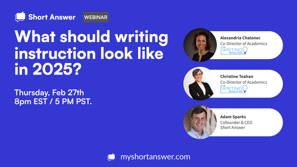What should writing instruction look like in 2025? A webinar with The Writing Revolution Team.